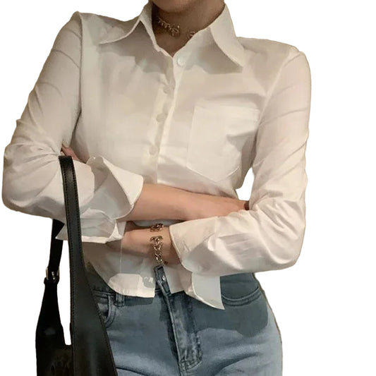White Office Women Chiffon Shirt