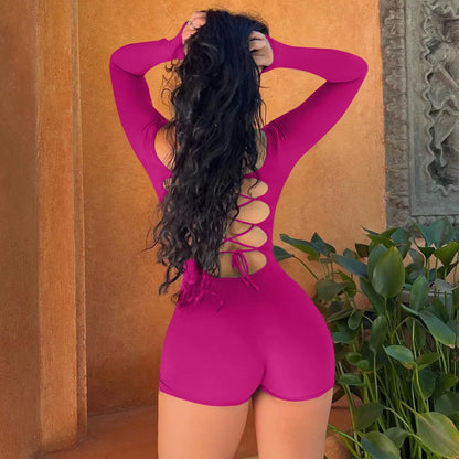 Backless Lace-Up Sexy Playsuit