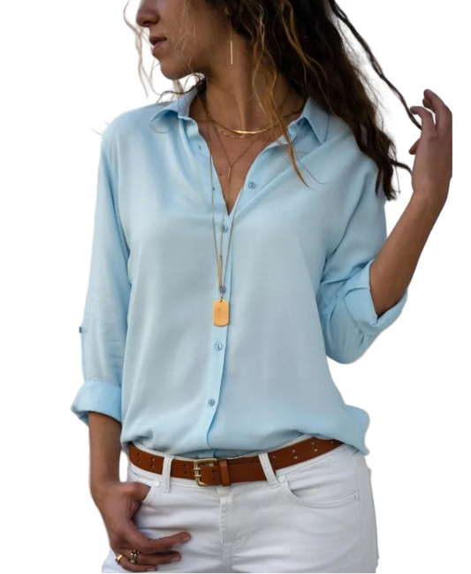 Autumn Shirt Polo Collar Office Lady Fashion Tops