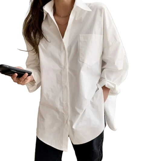 Office Lady Elegant White Casual Loose Blouse